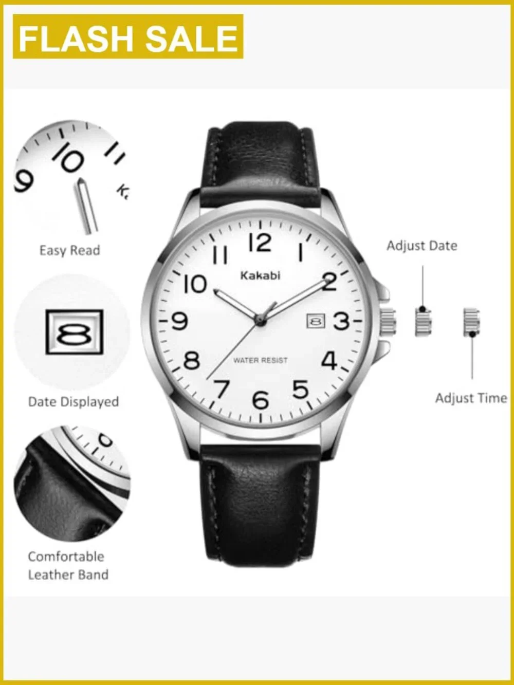Waterproof Quartz Analog Wrist Watch Leather Strap Minimalist